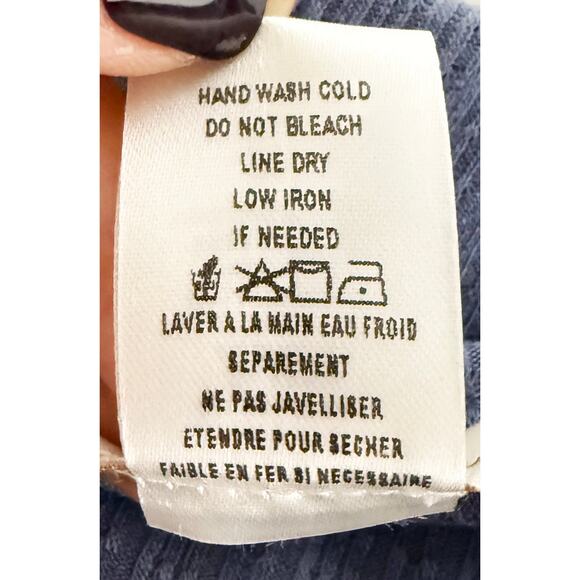 White Willow Womens Long Sleeve Textured Button Front Top Faux Wrap Caspian Blue - Picture 7 of 7